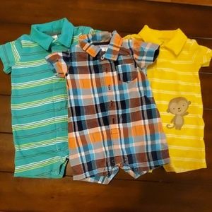 Set of 3 Baby Boy Rompers
